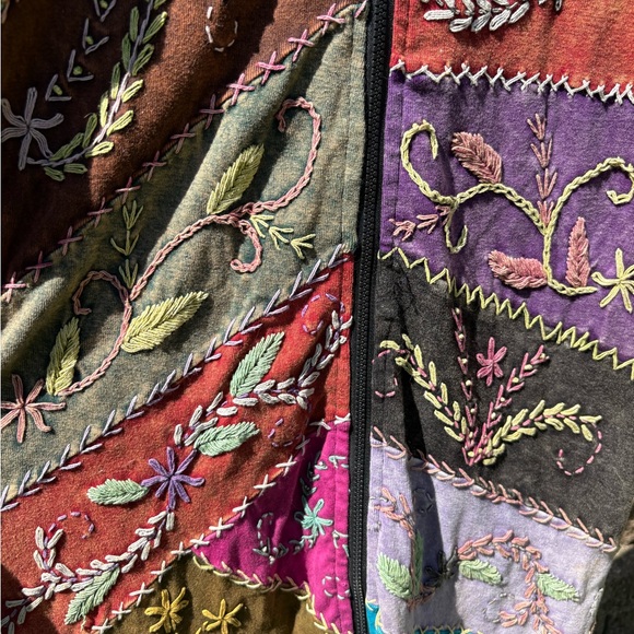 Vintage Y2K made in Nepal Multicolor Embroidered Long Sleeve duster jacket - Picture 7 of 9